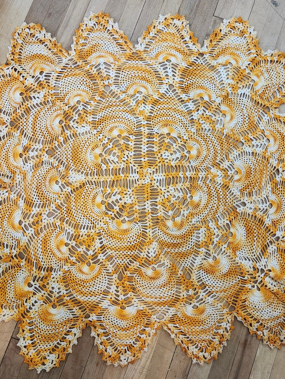 Handmade Orange & Cream Crochet Doily